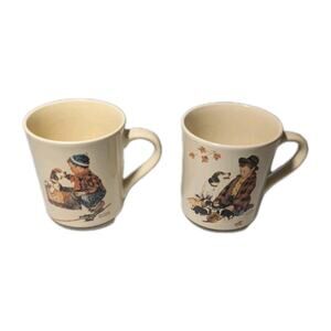 Vintage 1986 Norman Rockwell Mugs 2-Piece Set “A Boy and His Dog” Coffee Mug